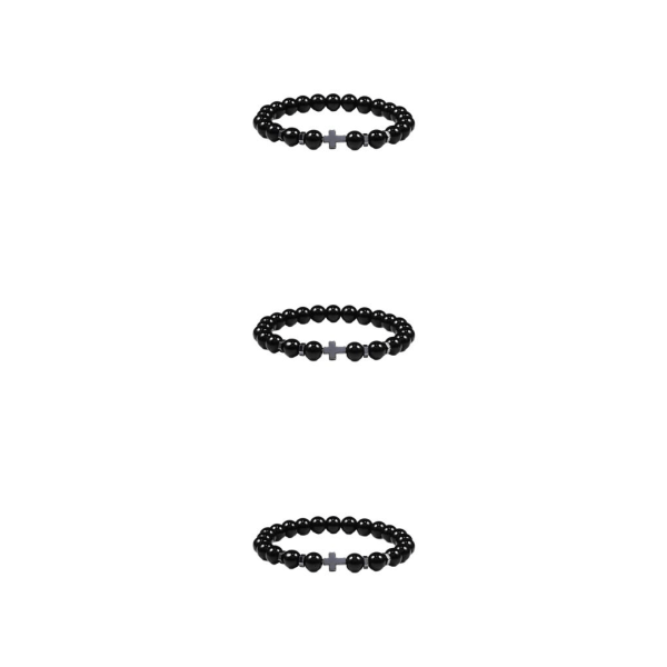 1/2/3/5 Wide Application Cross Beaded Armband för alla tillfällen glossy black 3Set
