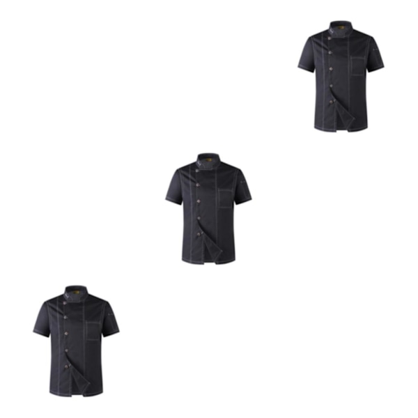 1/2/3 Svart Lätt att rengöra Chef Coat Button Chef Uniformer För black xxl 3Set