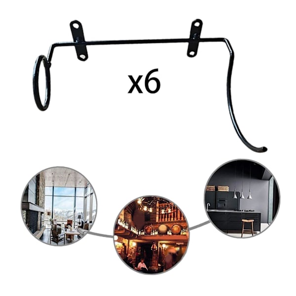 6x järn väggmonterad vinställ multifunktion för vinförvaring Right 18.5x9x3.5cm