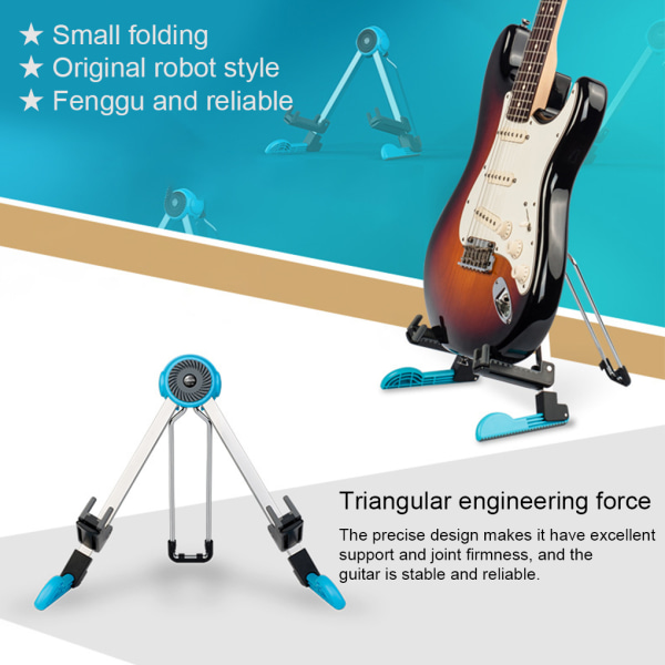 Golvgitarrhållare Fällbart stativ A-ram basinstrumentställ Black
