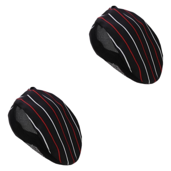 1/2 Kock Hatt Spis Cap Servitör Baker Head Wrap Restaurang Arbete Red Stripe 56-60cm 2Set