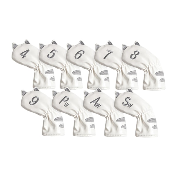 1/2/3/5 För Golf Head Covers Mallet Putter Professionals White 9 Pcs Iron 1Set