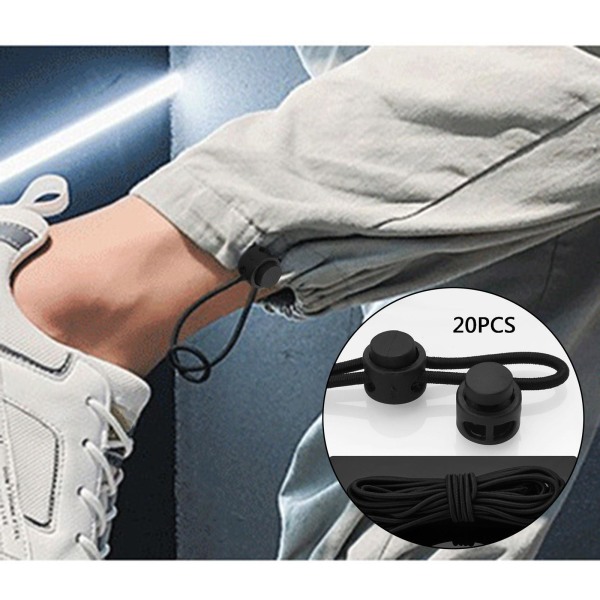 1/2/3/5 20st plastsnörelås Ändfjäderbelastad slider + För Black Style 1 1Set