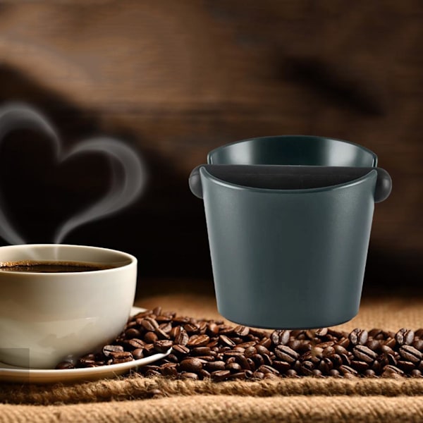 1/2 Coffee Knock Box Bin För Espresso Grinds Tamper Waste Tamp Dark Green open mouth 1Set