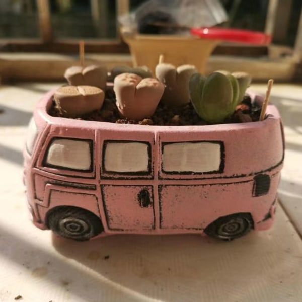 1/2/3 Cartoon Car Suckulent Blomkruka Lätt och bärbar pink car 1 Pc