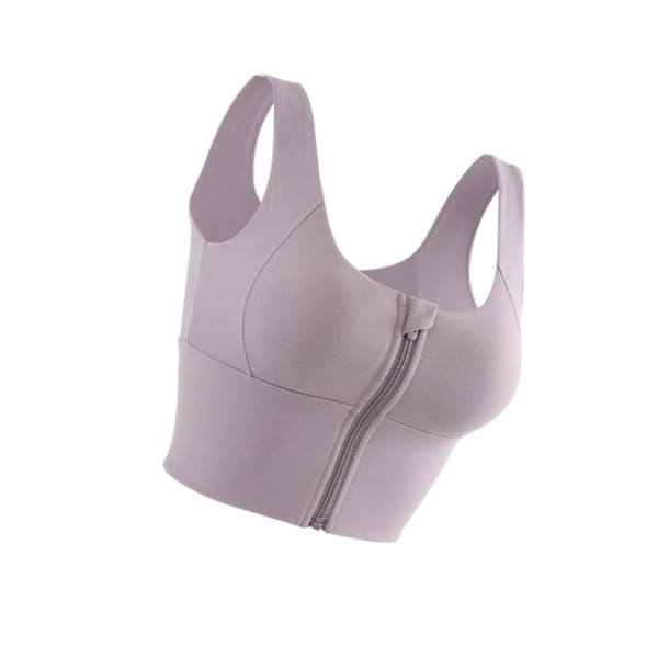 1/2/3 Womens Front Zip Sport BH För bekväma vadderade Shapewear Light Violet S 1Set