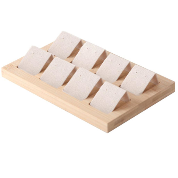 1/2/3 trä örhängeskorthållare med bricka för smycketillbehör 8 Pair Cream 1Set