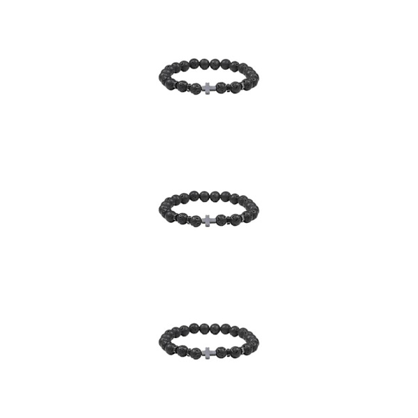 1/2/3/5 Wide Application Cross Beaded Armband för alla tillfällen volcanic stone 3Set