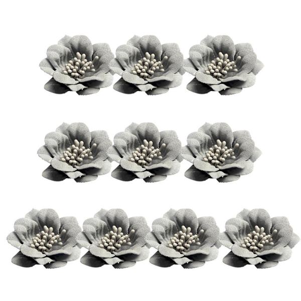 1/2/3/5 10 stycken Camellia Flower Heads för gör-det-själv-hårtillbehör Grey 4.5cm 1Set