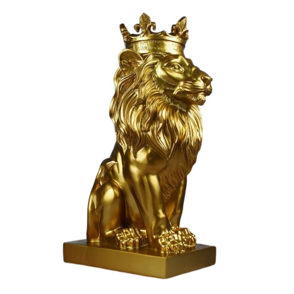 Modern lejonhuvudstaty Djurfigur Hartshantverk för skrivbordet Gold