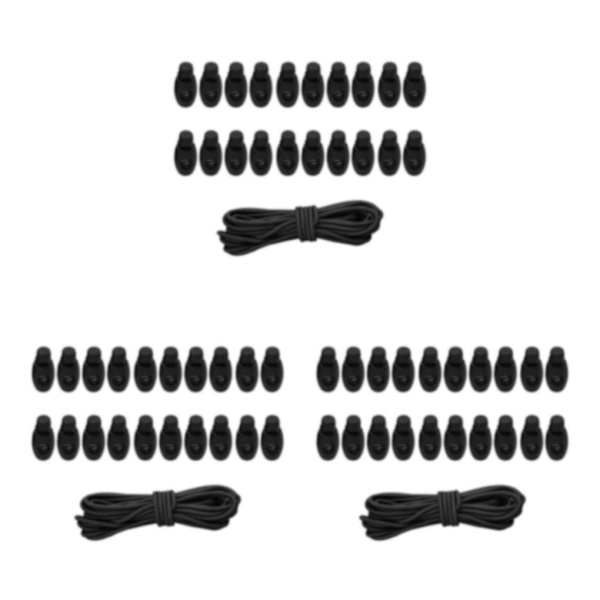 1/2/3/5 20st plastsnörelås Ändfjäderbelastad slider + För Black Style 3 3Set