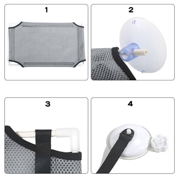 1/2 Fönstermonterad Mjuk Sits Hängmatta Abborresäng för Pet Cats För Grey Single Layer 1 Pc