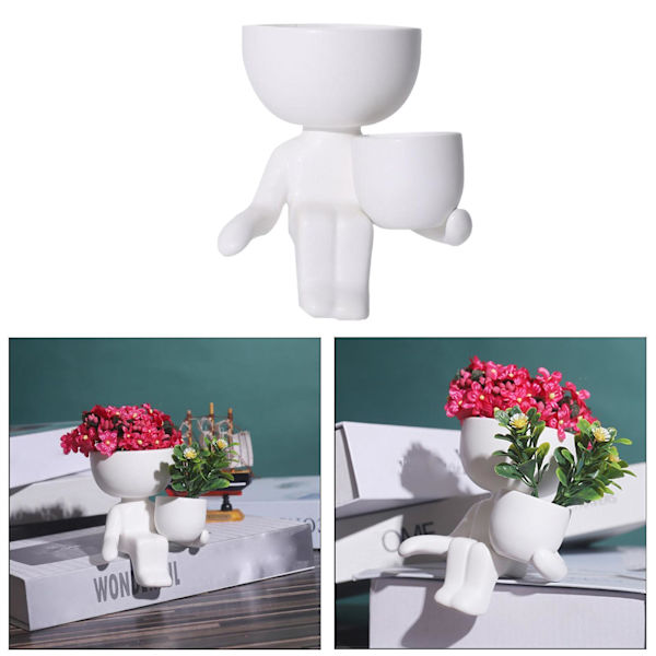 1/3 keramisk blomkruka Mänsklig blomvas växtkruka White 10x9x6cm 10x9x6cm 10x6x8cm 1Set