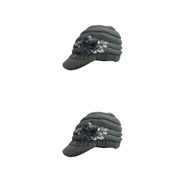 1/2/3 Snygg ullhatt för moderiktiga och varma vinterkläder gray 2Set