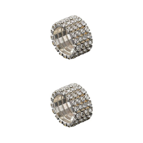 1/2/3/5 Stretch Crystal Ring Utsökt inläggning för Elegant silver 4 rows 2PCS