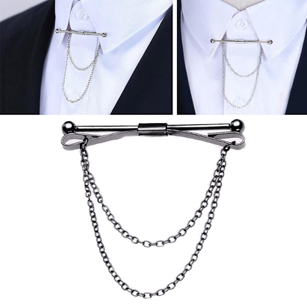 1/2/3/5 Mode mäns krage Bar Pin med kedja Cravat spännen 1Set