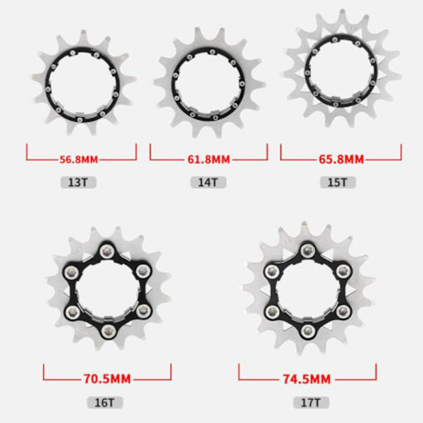 1/2/3/5 14T Single Speed ​​Svänghjul Adapter Kassett distanser silver 14T 1 Pc