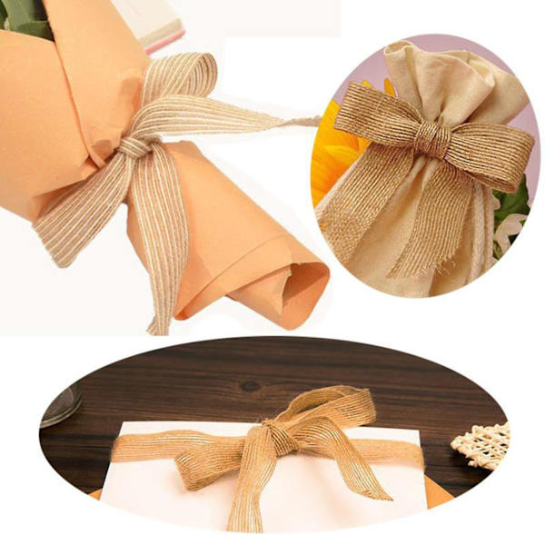 1/2/3/5 Naturlig jute Burlap Ribbon Home Craft Present Souvenir 3.8cm 1Set