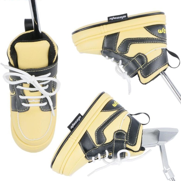 1/2/3/5 Fashion För Golf Club Head Cover PU Läder Sneakers Black Yellow 16 x 12cm 1Set