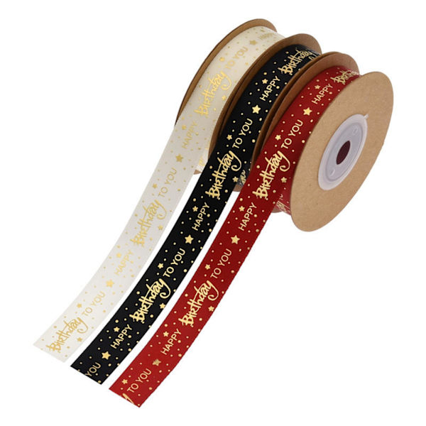 1/2/3/5 Grattis på födelsedagen band DIY presentförpackning för tårta box Black 10Yard 1.5cm 1Set