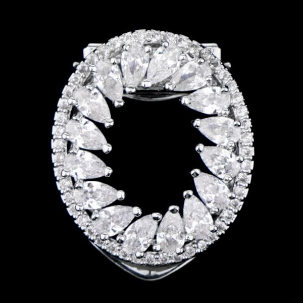 1/5 Hollow Circle Flower Zircon Ring Silk Chiffong Scarf Clip 1Set