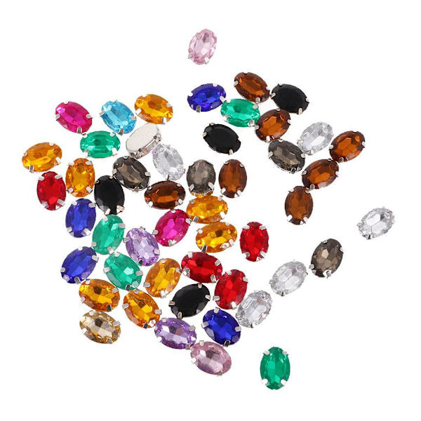 1/2/3 50 st 10*14 mm Oval Ellips Akryl Rhinestone Button Mix 2Set