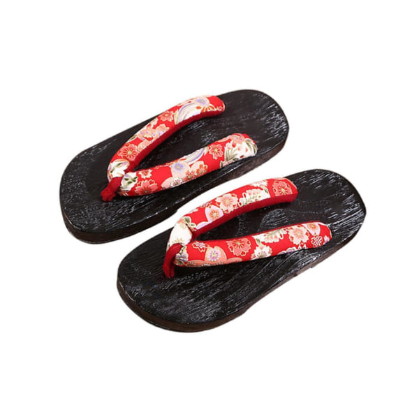 1/2 Japanska träskor Tofflor Geta Sandaler För Flip Flops för män Red Round Size 39 1Set