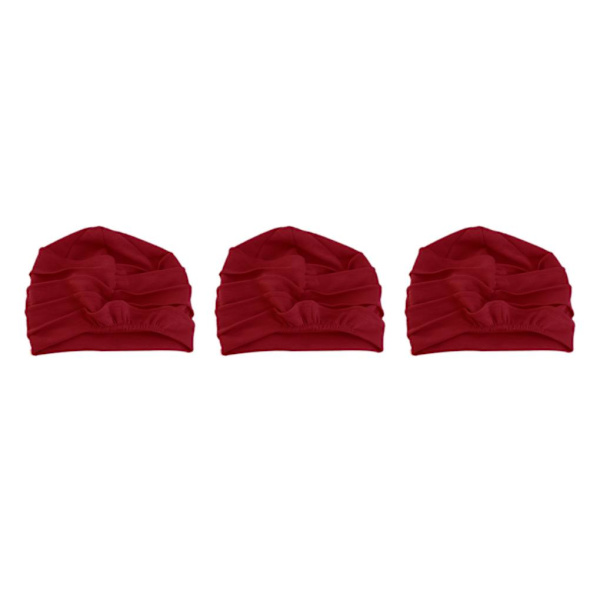 1/2/3/5 Cap Bomullshuvud För Cover Håravfall Mjuk Purplish Red 56-58cm 3Set