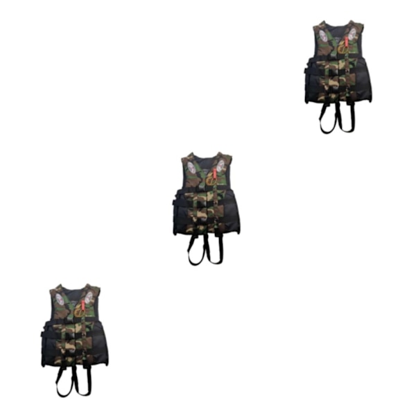 1/2/3 Vuxna Hjälpväst Kajak Ski Flytkraft Fiske Segel Vattensport Green Camouflage S 3PCS