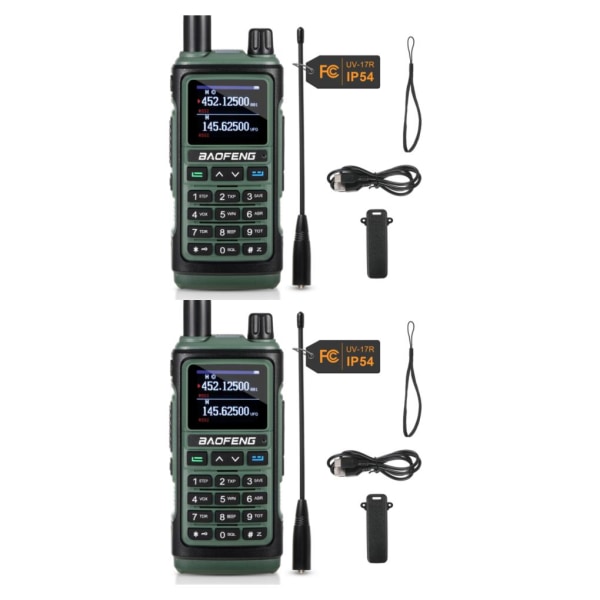 1/2/3 UHF/VHF med trådlös frekvenskopiering Handhållen skinkaradio Green 2Set