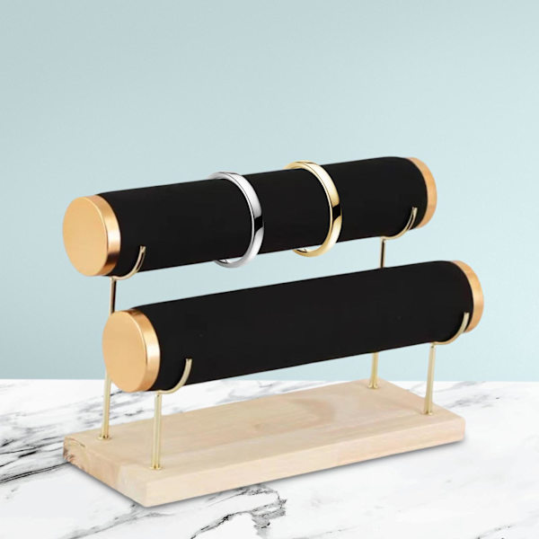 2-vånings armband Display Organizer Fristående för Black Flocking