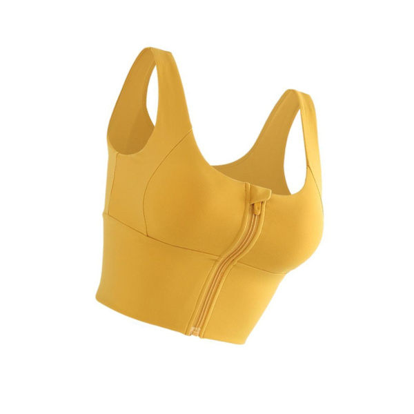 1/2/3 Womens Front Zip Sport BH För bekväma vadderade Shapewear Yellow XL 1Set