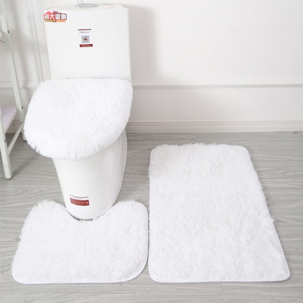 3st PU Mjuk Textur Stark Vattenabsorption Toalettmatta Set För Grey