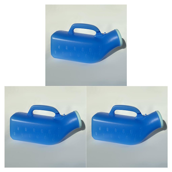 1/2/3 flaska för äldre läckagesäker med cover för sängliggande patient Blue 1200ML 3PCS