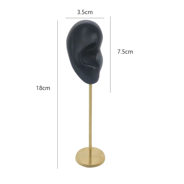 1/2/3 Örhänge Display Stand Human Ear Model Stud Holder Showcase Right Ear Black Height: 18cm 1Set