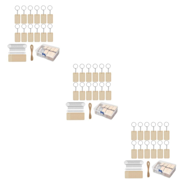 1/3 blank nyckelring set oavslutade trä tomma taggar 10m rep DIY 3Set