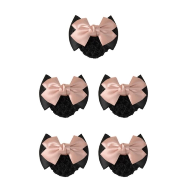 1/2/3/5 tyg lätt att bära Elastiska hårnät för moderiktiga Two Bows- light pink 5Set