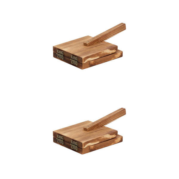 1/2 För Degpressverktyg Gadget Bakning Pizza Bakverk Brown square 2Set