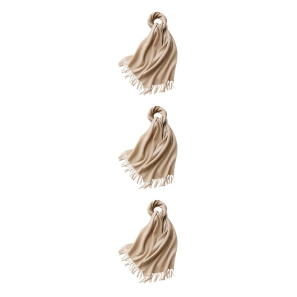 1/2/3 unisex halsduk med fransar Varm och mysig tubscarf för Beige 3Set