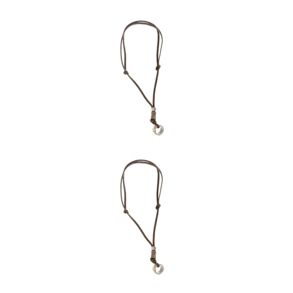 1/2/5 Antik Punk brunt läderhänge justerbart halsband 2Set