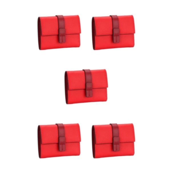 1/2/3/5 Damväska Rektangulär Trifold Cash Compartment Plånbok Red 5PCS