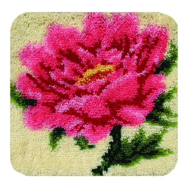 Krokmatta Handgjorda fyrkantiga mattor för nybörjare Rosy Petal 45x45cm