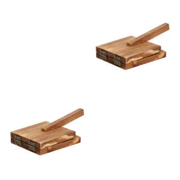 1/2 För Degpressverktyg Gadget Bakning Pizza Bakverk Brown square 2Set