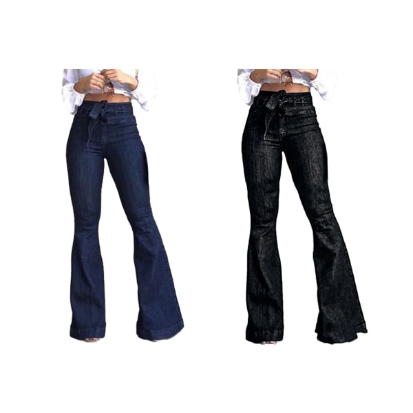 1/2/3 kvinnor vid ben jeans med hög midja byxor Höftlyftande Stretch Black L 1 Pc
