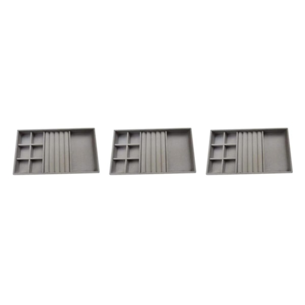 1/2/3/5 Stapelbar smyckesbricka Multipurpose Portable Velvet för Gray 3 in 1 3Set