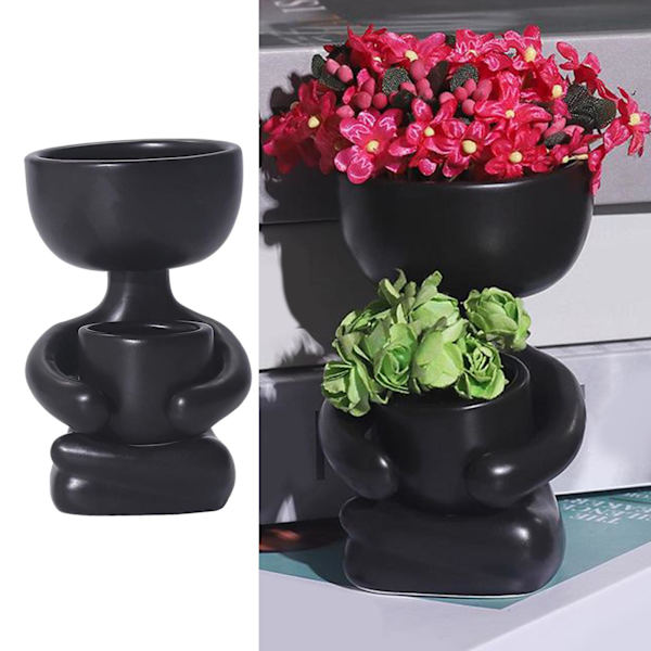 1/3 keramisk blomkruka Mänsklig blomvas växtkruka Black 10x6x8cm 10x9x6cm 10x6x8cm 1Set