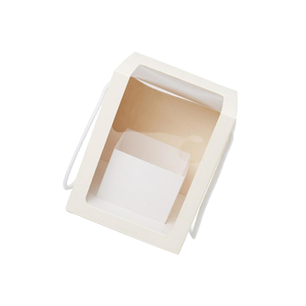 1/2 blomma presentpapper förpackning lådor genomskinligt fönster Bröllop baby S beige 1Set