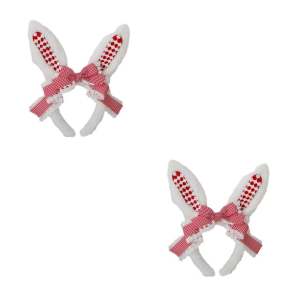 1/2/3/5 Lätt och söta kaninöron-hårband för flickhår Red+White 2Set