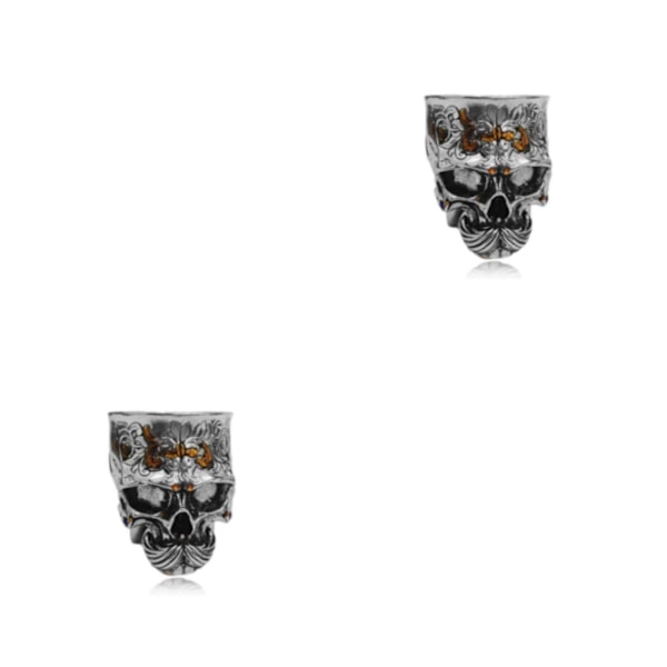 1/2/5 metall unik 3D-mönster gotisk graverad mänsklig skallestaty 2PCS