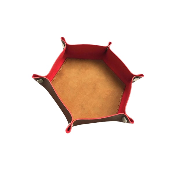 1/2 tärningsbricka PU-läder dubbelsidig tärningsmatta för brädspel Red Brown 1Set
